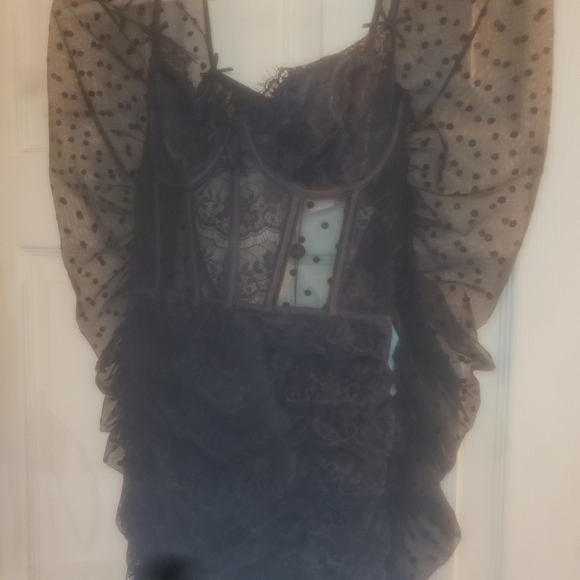 SOLD- Rare BLACK Delicate Lace Long-Sleeved Dress, For Love and Lemons, XXS - Picture 9 of 9